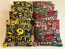 8 CORNHOLE BEAN BAGS CORN HOLE MICHIGAN WOLVERINES OHIO STATE BUCKEYES BAG TOSS