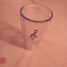 Tervis Insulated Tumbler 24 oz. Black Music Note Clear Cup Hot Cold Made In USA