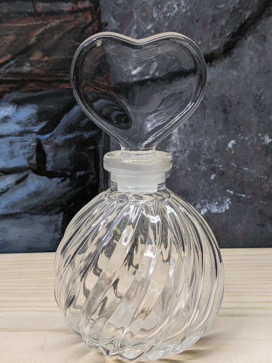 Teleflora Japan Vintage Perfume Bottle Heart Shaped Stopper Clear
