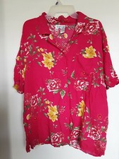 Rene Mango Hawaiian Shirt Blouse Women's 3X Floral 
