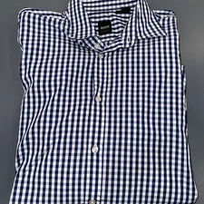Hugo Blue Gingham Dress Shirt Men’s Large