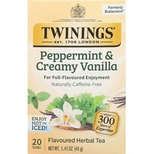 Twinings Peppermint Creamy Vanilla Herbal Tea Buttermint -20 bags Pack of 2