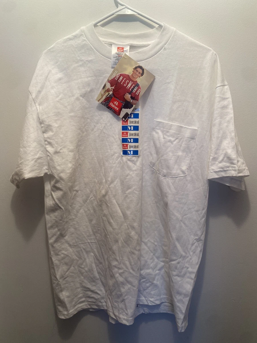 Vintage 90s Hanes HeavyWeight T-shirt - Pocket Blank White NWT | eBay