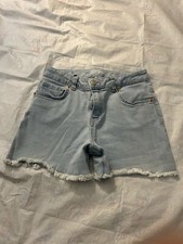 Cat  Jack  Girls' High-Rise Cut-Off Jean Shorts - Light Wash XL 14
