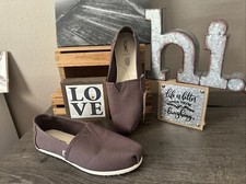 TOMS Belmont Ash Taupe Canvas Comfort Loafers Flats 8.5/39 New With Tags