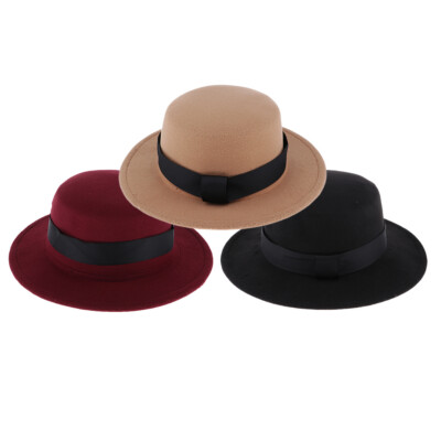 Solider Fedora Hut breite Krempe Flat Top Filz Jazz Hut Herren Kirche Trilby Hut