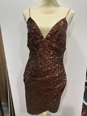 NEW CRYSTAL DOLLS Sequin Zip V Neck Party Tulip Size L Sequin Sexy HOCO Club WOW