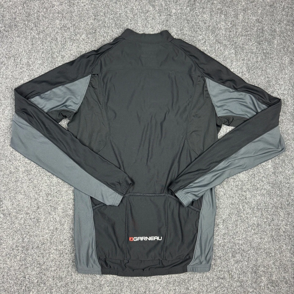 Chaqueta de ciclismo Louis Garneau para hombre grande negra cremallera completa bolsillos traseros cola de pez Foto 2 de 4