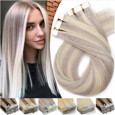 Balayage DICK Tape In Remy Echthaar Extensions Skin Wefts Haarverlängerung Glatt