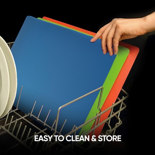 Flexible Chopping Boards Set of 4 Plastic Colour Coded Meat Fruit