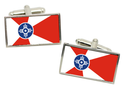 Wichita Ks (USA) Flagge Manschettenknöpfe IN Chrom Geschenkpackung