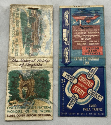 Antique Paper Matchbook Covers Sightseeing Natl Bridge Jefferson Chester Ferry