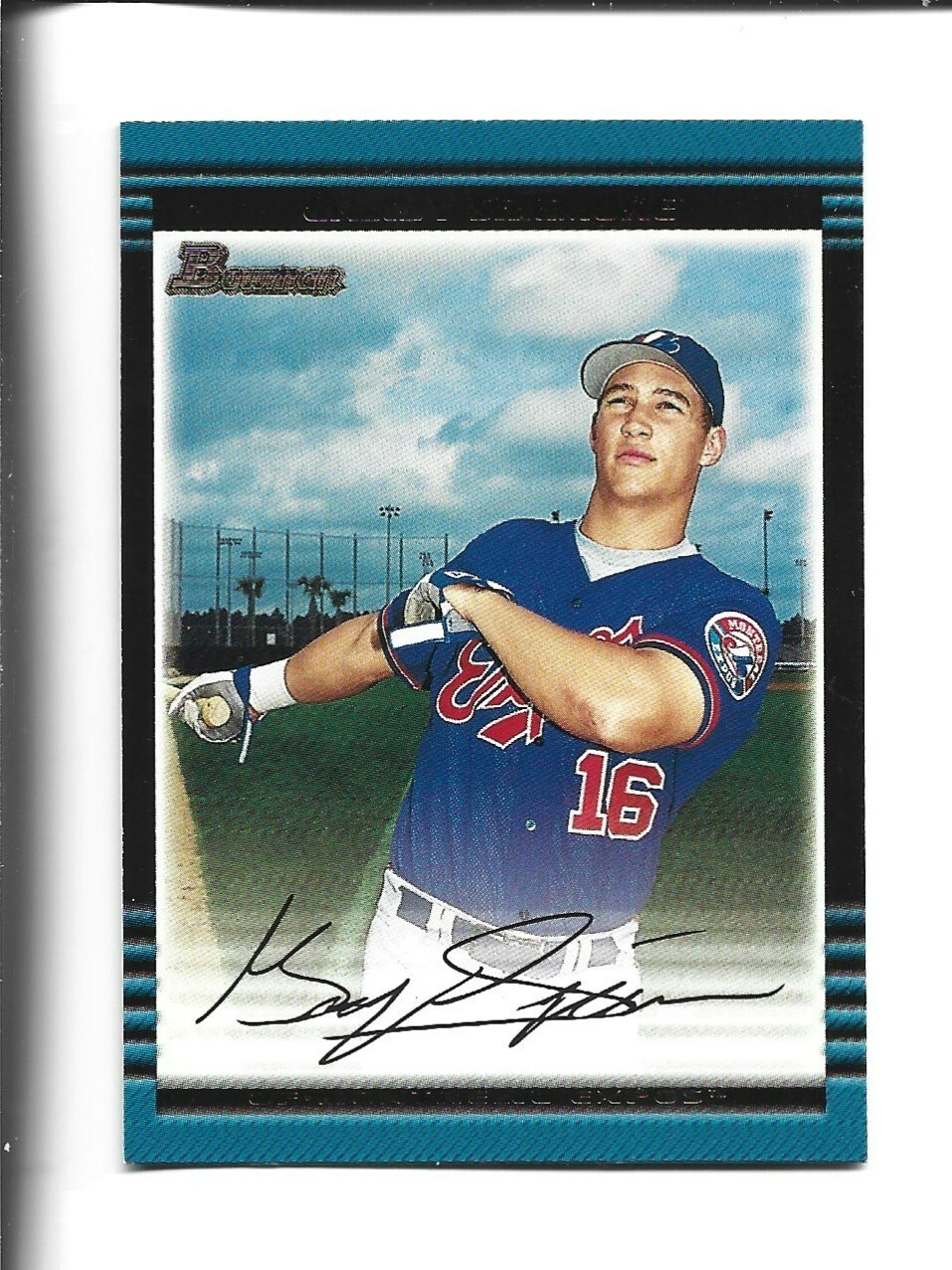 2002 Bowman #310 Grady Sizemore rookie card, Cleveland Guardians