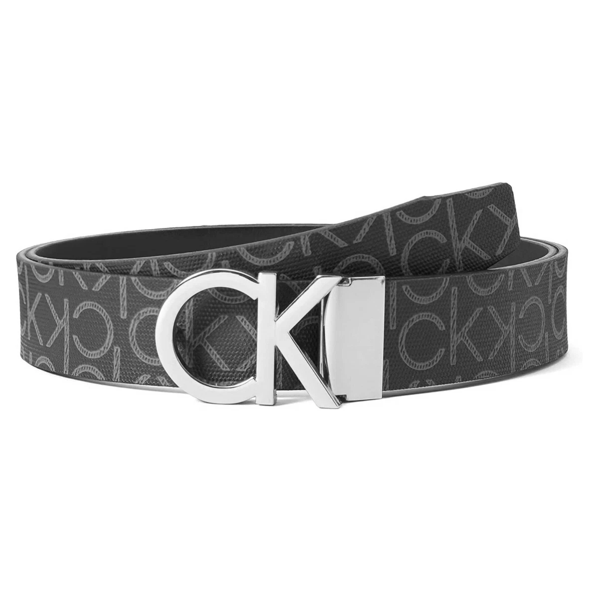 Calvin Klein Jeans Monogram Leather Belt in Black