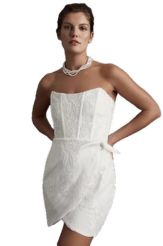 green emerald velvet dress Chelsea Embellished Wrap Over A-Line Mini Dress in Ivory main image 0