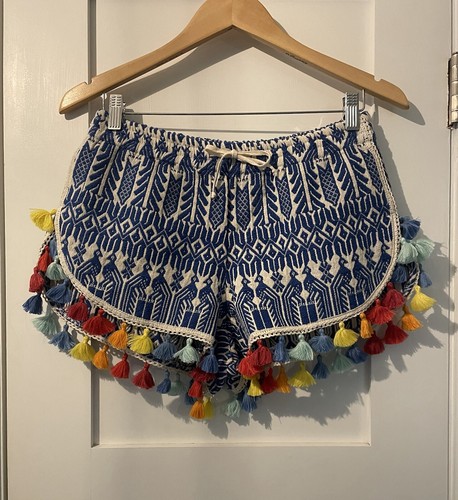 Judith March pantaloncini corti tribali nappa ricamati colorati donna taglia M usati in ottime condizioni - Foto 8 di 10