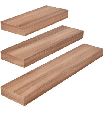 Unbranded Wall Shelves 2.87''x24.1''x4.64'' Golden Oak Rectangle 3-Piece Floating