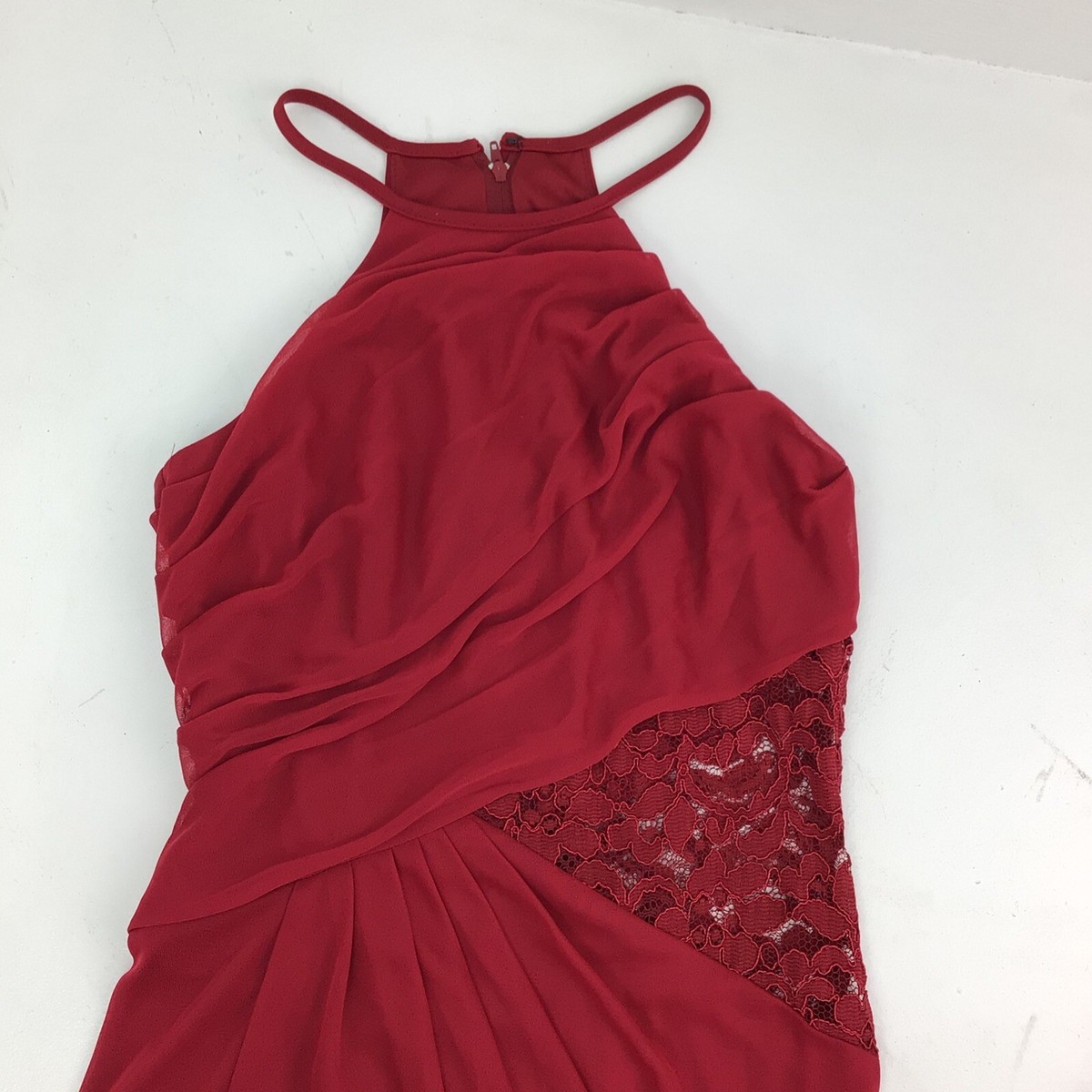 DAVIDS BRIDAL 4 APPLE Red Chiffon Bridesmaid Dress