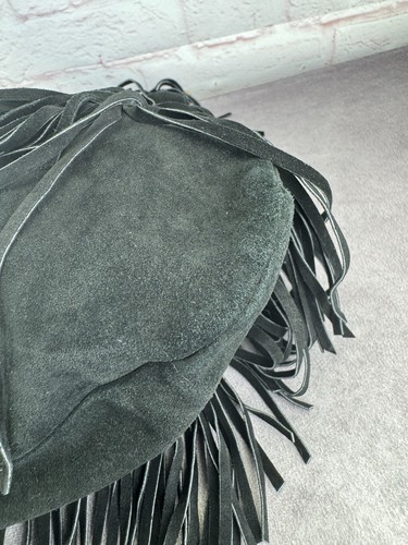 RARE Valentino Black Suede Fringe Hobo Bag - Picture 8 of 14