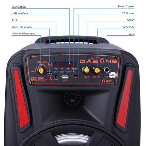 8" 1000W Portable Bluetooth Party Speaker Subwoofer with Heavy Bass & Party Mic - Picture 5 of 15