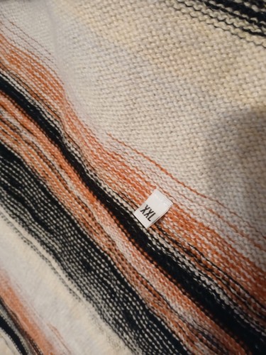 Women's Boho Chic Wrap Cardigan XXL Orange Black White Fringe Button - Picture 5 of 5