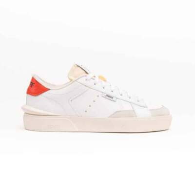 Strype Herren Sneaker aus weißem Leder und Wildleder, Back Red Art. ST1001
