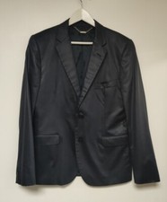 MULBERRY Evening Jacket Size 40R EU50, Navy Blue, Satin Look, Used in VGC