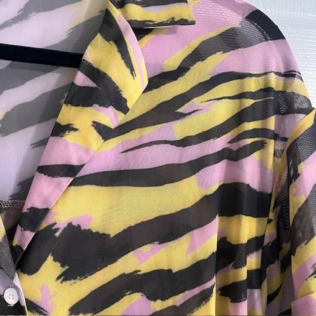 Camisa de Playa Beach Bunny Sienna Cubrir Estampado Animal Abotonada Pequeña Foto 2 de 4