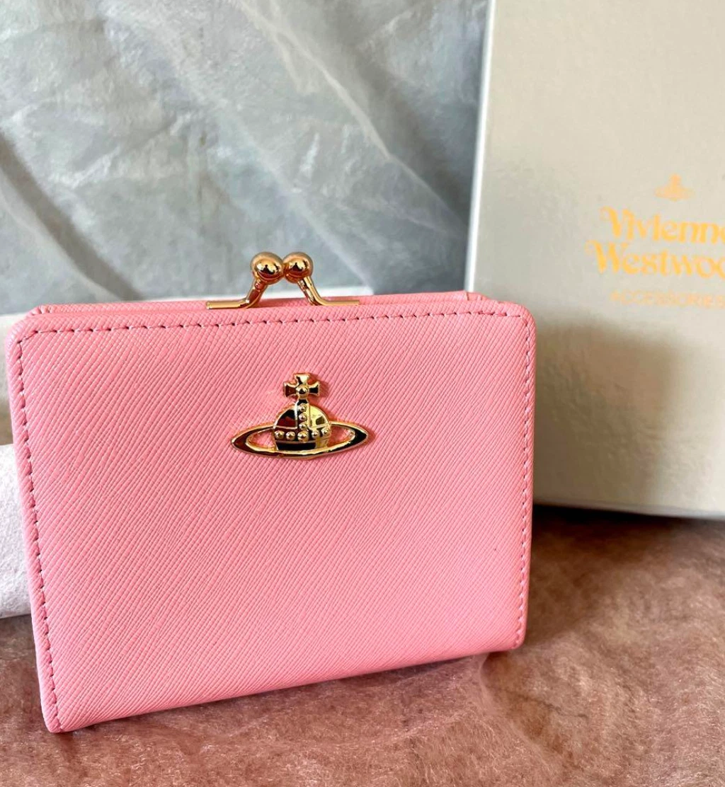 Vivienne Westwood trifold wallet pink leather 9cm×11cm×3cm