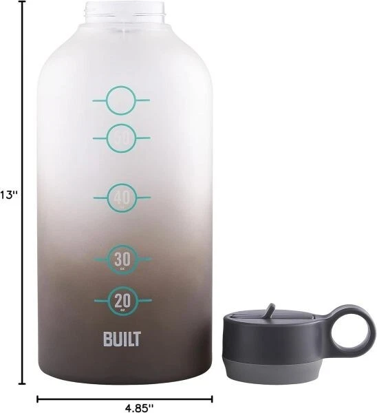 Built 74 Oz Tritan Motivational Bottle with Straw (Gray) - BPA-Free & Leakproof - Image 3 of 4
