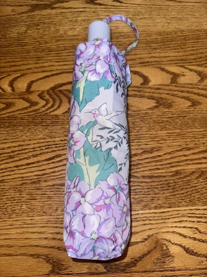 Vera Bradley HAPPY HYDRANGEAS Paraguas Automático Flores Florales Rosa Morado NUEVO Foto 4 de 4