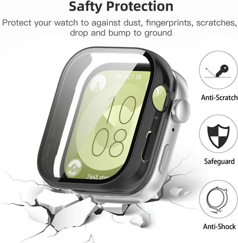 Hülle für Huawei Watch Fit 3 Schutzhülle Schutzglas Display Panzerfolie Full 9H - Bild 11 von 15