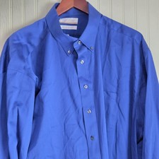 Roundtree Yorke Gold Label Dress Shirt Mens XL Blue Solid Non Iron Long Sleeve