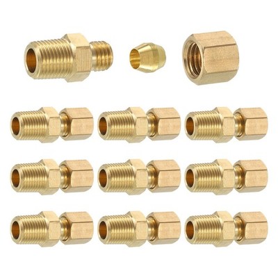 uxcell 10Pcs Brass Pipe Fitting, 1/8'' OD x x NPT Male,