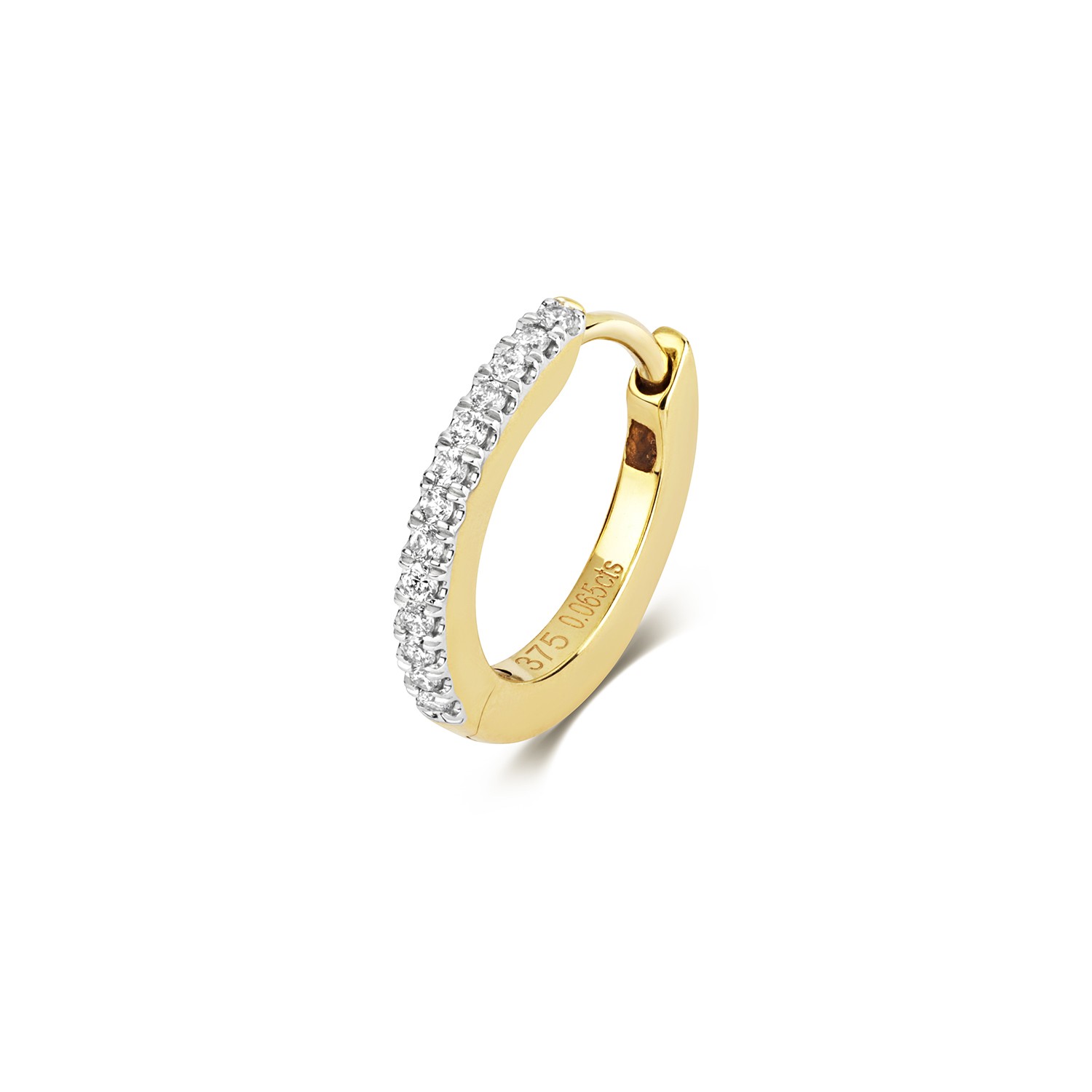 Clou d’oreille cartilage Or 375 Diamant 0.06 Carat 13mm x 2mm mono-boucle hélix tragus