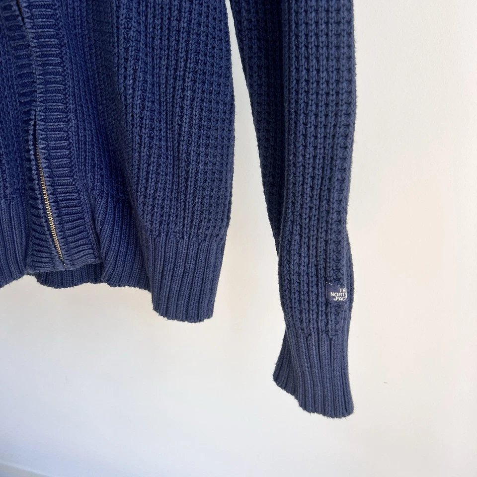 Chaqueta Suéter The North Face Cremallera Completa Tejido con Cable Pesado Talla Mediana Azul Marino De Colección Foto 2 de 4