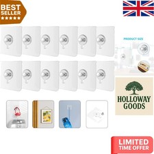 12PCS No-Drill Self-Adhesive Hooks for Hanging Pictures and Mirrors, Heavy Duty