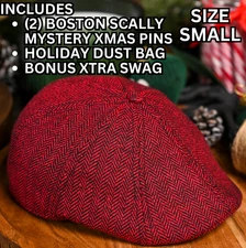 🎄Boston Scally Co.🎅- HOLIDAY RED HERRINGBONE - SMALL w/ (2) MYSTERY XMAS PINS!