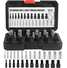 Nut and Bolt Thread Checker, 26 Piece Male/Female Gauges - 14 Inch & 12 Metric