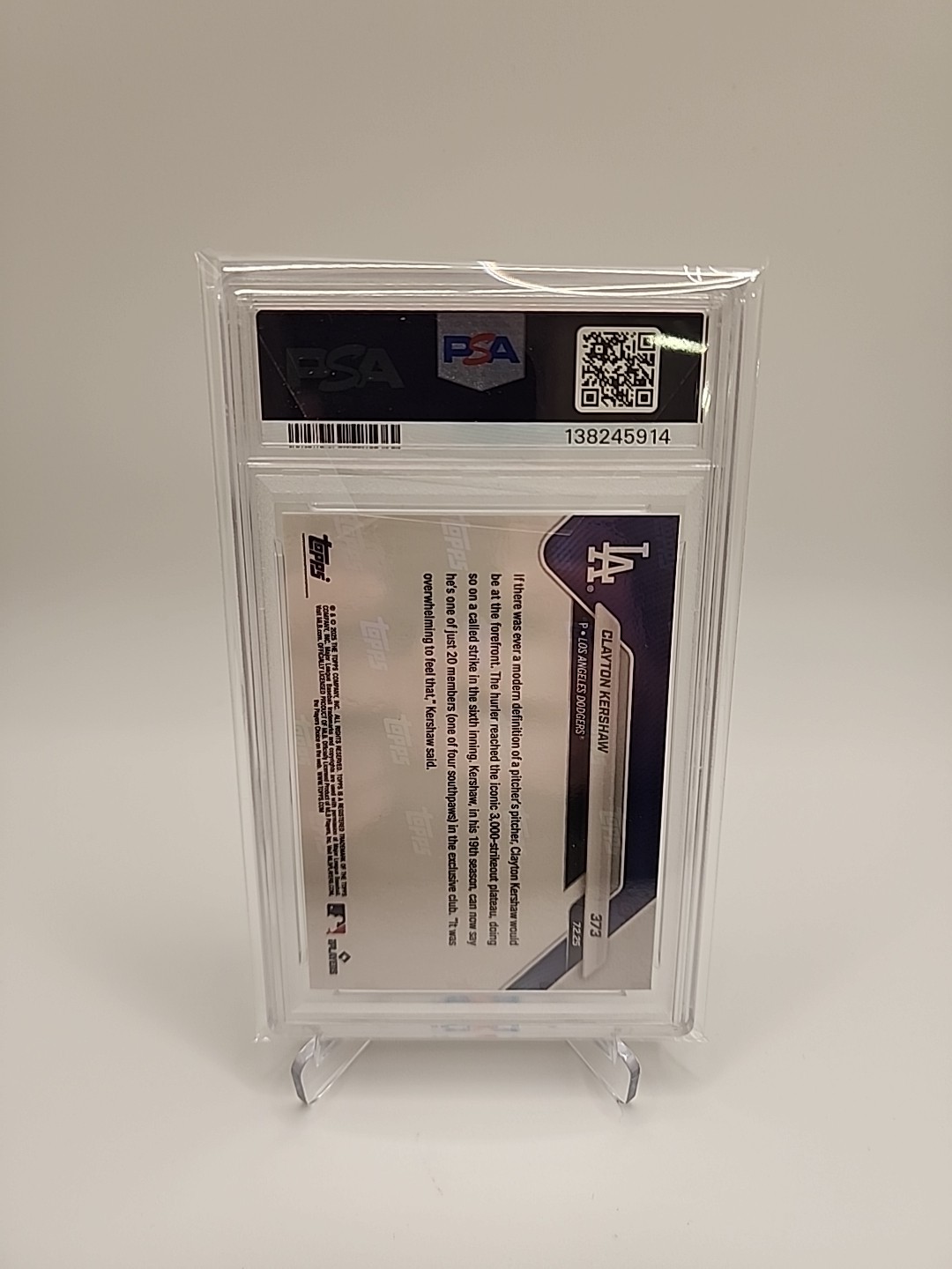 2025 Topps Now - Clayton Kershaw #373 PSA 10 3K Club Los Angeles Dodgers  view 2