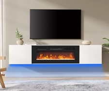 Floating TV Stand w/ Electric Fireplace 36 for TVs up to 80 Blue Light