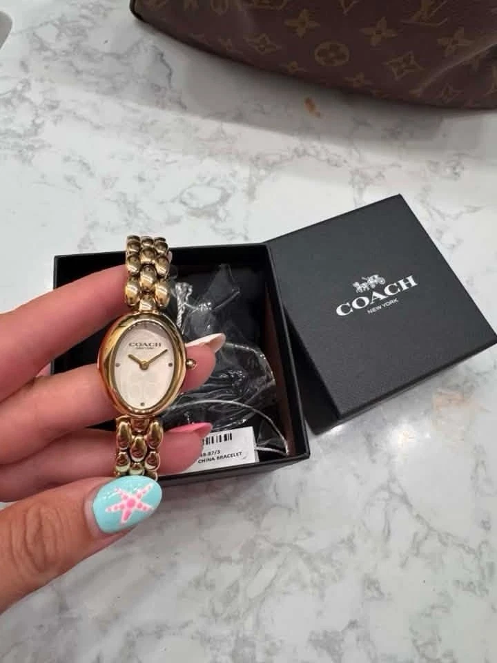 Coach woman’s Gold-Tone Bracelet Watch with box size 30mm crystal dial quartz Coach Wristwatches for sale | eBay main image 4