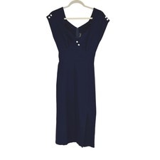 Stop Staring! Paris Navy Blue Wiggle Pencil Dress Womens Small Made in USA