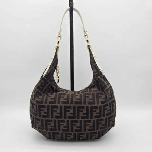 Vintage FENDI Chef Hobo 8BR340 Zucca FF Monogram Canvas Shoulder Bag