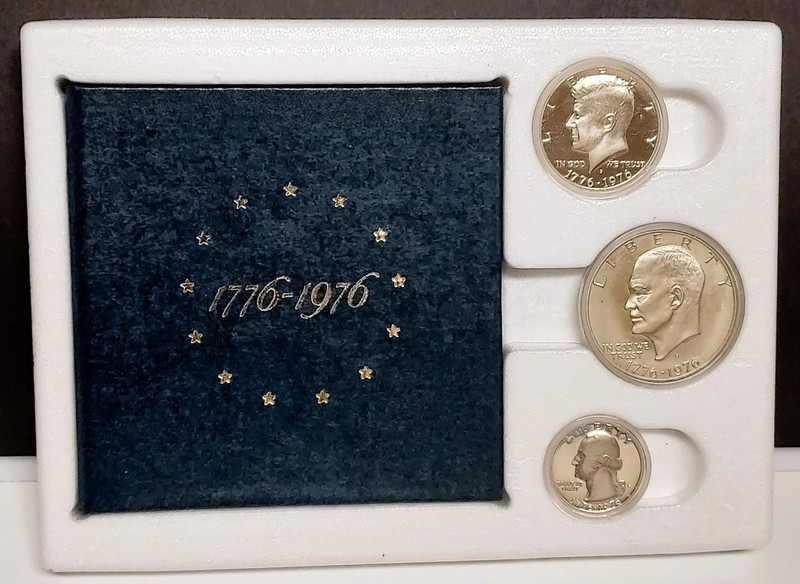 USA 1976 Bicentennial 40% Silver Proof 3 Coin Set - Free Shipping