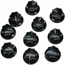KAISH 10pcs Black Mini MXR Style Skirted AMP Knob Brass Insert Effect 
