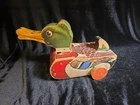 Vintage 1947 Fisher Price Snap-Quack Wooden Duck Pull Toy #141 RARE number 141