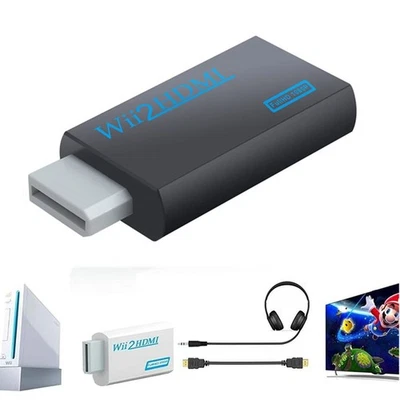 Portable Wii to HDMI Wii2HDMI Full HD Converter Audio Output Adapter TV Black