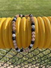 NEW Iced Rhinestone Crystal Beaded Baseball/Softball Drip Necklace Champagne Blk