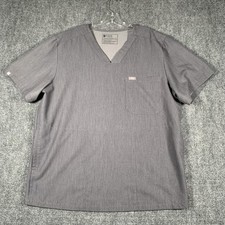 FIGS Shirt Mens XL Gray Chisec V-Neck Pocket Scrub Top Technical Collection